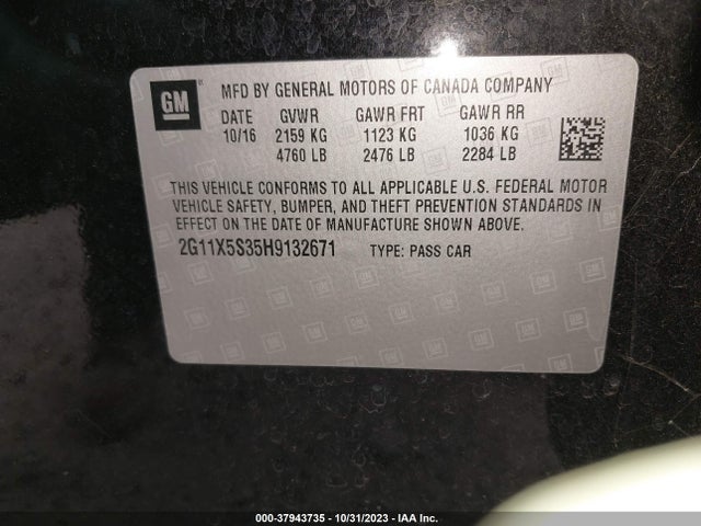 Chevrolet Impala 1fl 2017 2G11X5S35H9132671 Image 9