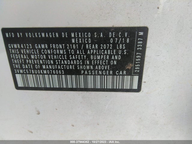 3VWC57BU0KM076063 Volkswagen Jetta 1.4t R-line/1.4t S