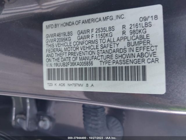 19UUB2F36KA005856 Acura Tlx Standard