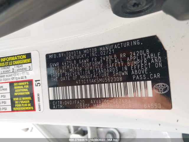 Toyota CAMRY LE 2021 4T1C11AK5MU562308 Image 9