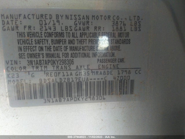 Nissan SENTRA SV 2019 3N1AB7AP0KY298306 Image 9
