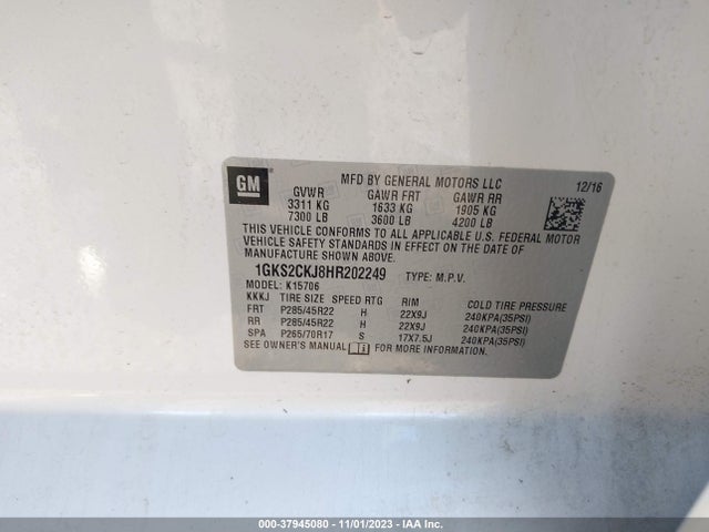 GMC YUKON DENALI 2017 1GKS2CKJ8HR202249 Image 9