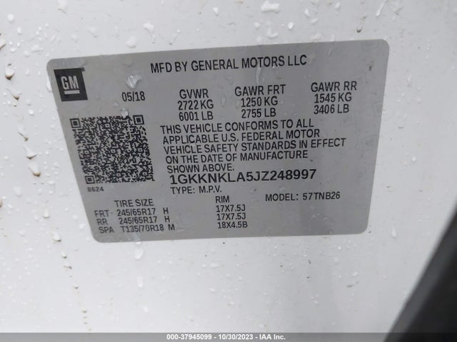 GMC ACADIA SLE 2018 1GKKNKLA5JZ248997 Image 9