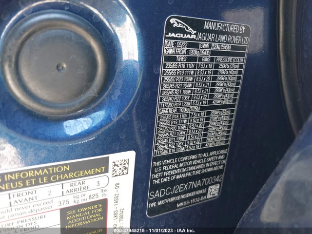 2022 JAGUAR F-PACE SADCJ2EX7NA700342 Photo 8