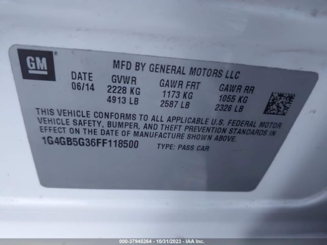 1G4GB5G36FF118500 Buick Lacrosse Leather