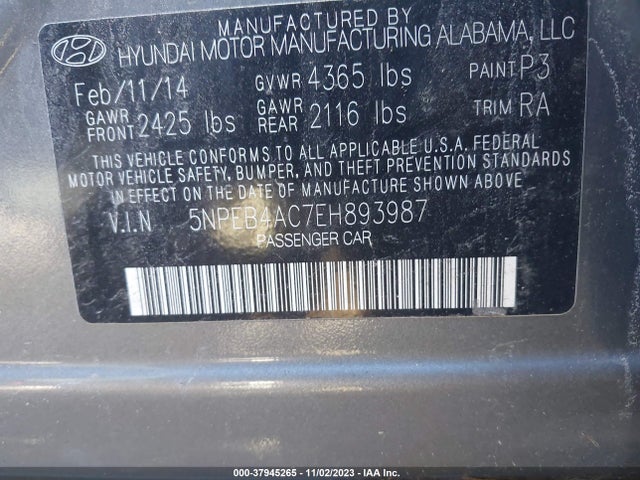 Hyundai SONATA GLS 2014 5NPEB4AC7EH893987 Image 9