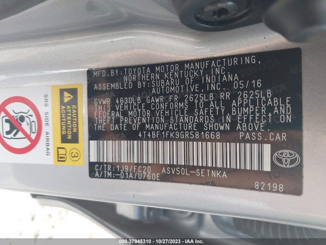 Toyota CAMRY LE 2016 4T4BF1FK9GR581668 Image 9