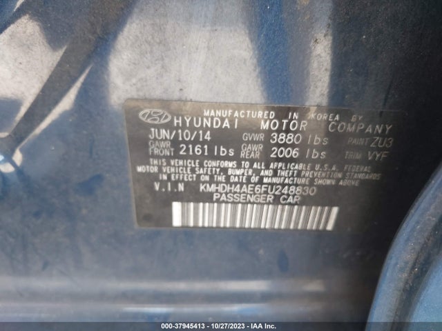 Hyundai ELANTRA SE 2015 KMHDH4AE6FU248830 Image 9