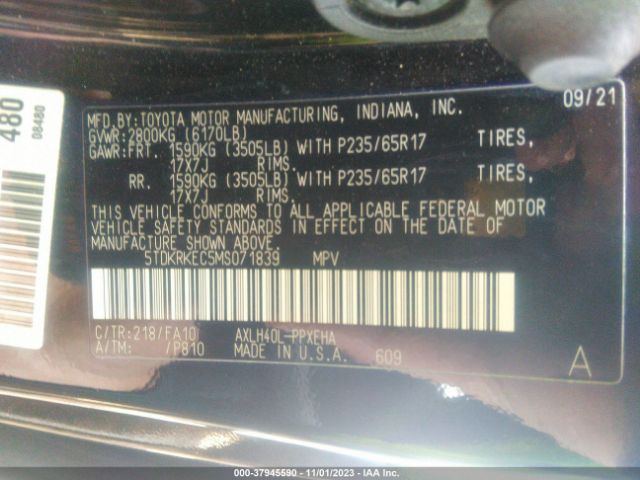 2021 TOYOTA SIENNA 5TDKRKEC5MS071839 Photo 8