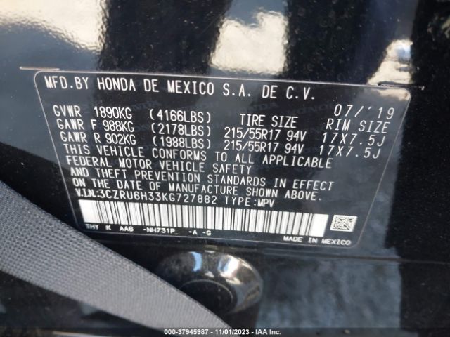 3CZRU6H33KG727882 Honda HR-V LX