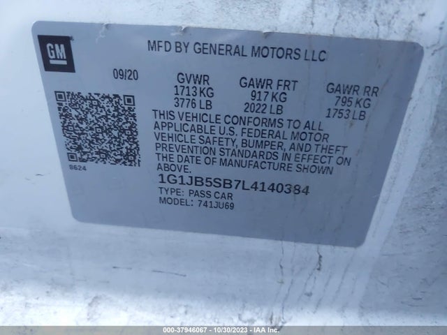 Chevrolet SONIC LS 2020 1G1JB5SB7L4140384 Image 9