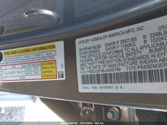 1HGCV3F96JA005769 Honda Accord Hybrid Touring
