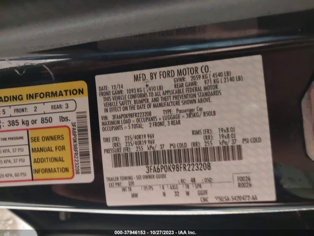Ford Fusion Titanium 2015 3FA6P0K98FR223208 Image 9