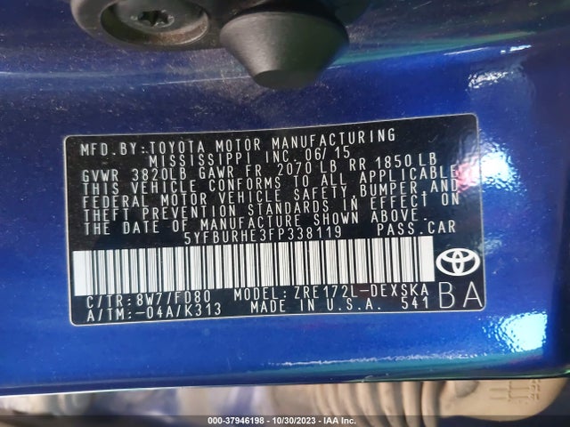 Toyota Corolla S Plus 2015 5YFBURHE3FP338119 Image 9