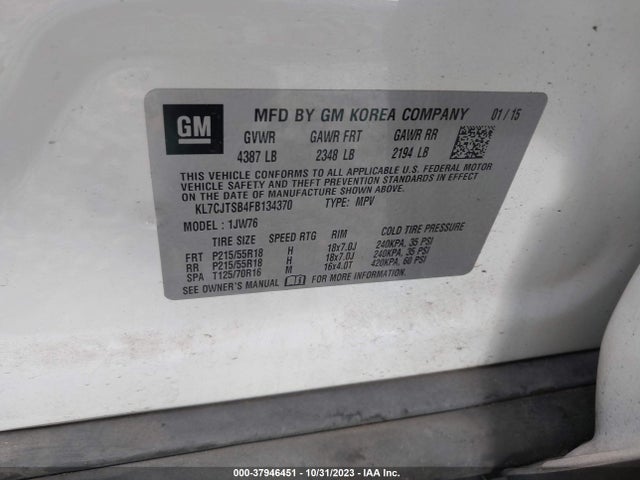 Chevrolet TRAX LTZ 2015 KL7CJTSB4FB134370 Image 9