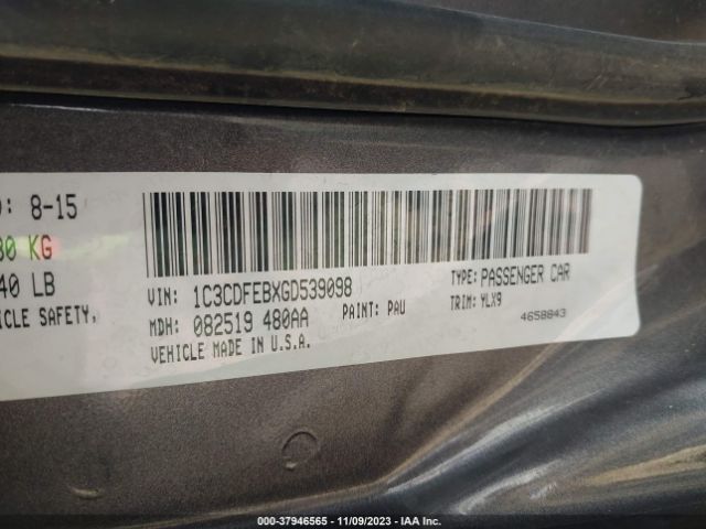 1C3CDFEBXGD539098 Dodge DART GT