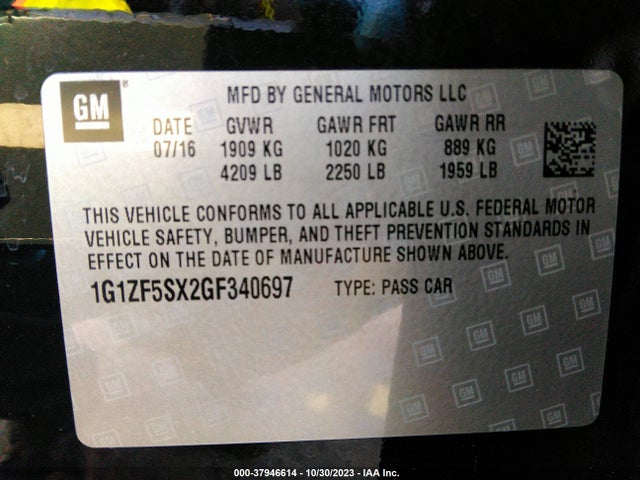 Chevrolet MALIBU 2LT 2016 1G1ZF5SX2GF340697 Image 9