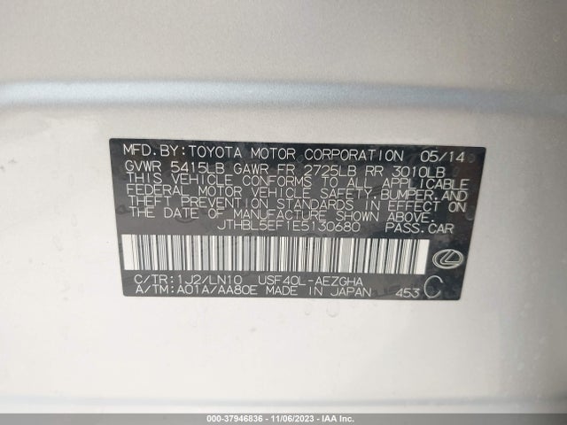 2014 LEXUS LS 460 VIN: JTHBL5EF1E5130680