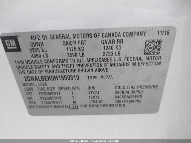 Chevrolet EQUINOX LS 2017 2GNALBEK0H1550310 Image 9