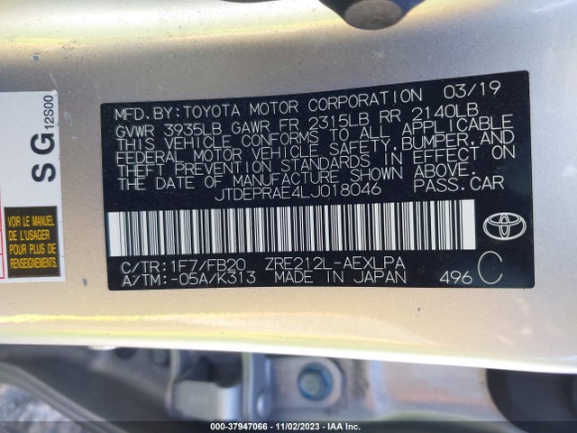 Toyota COROLLA LE 2020 JTDEPRAE4LJ018046 Image 9