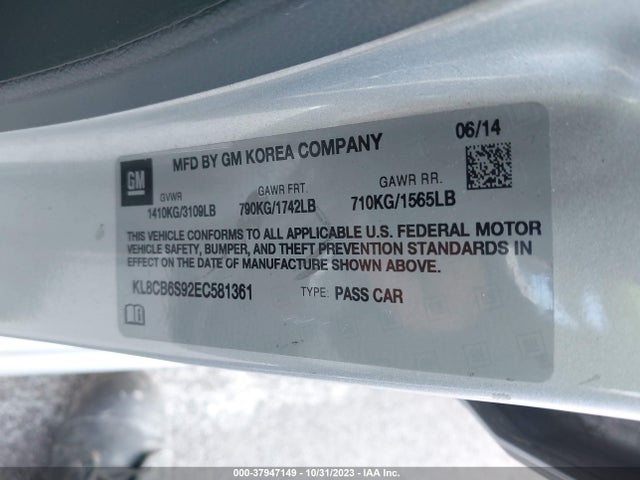 Chevrolet SPARK LS 2014 KL8CB6S92EC581361 Image 9