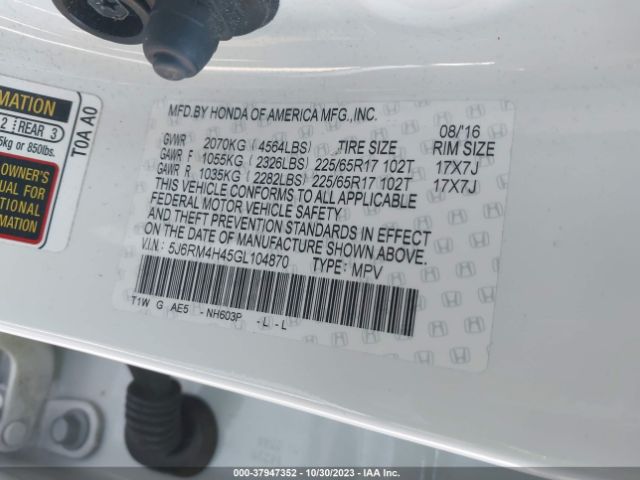 5J6RM4H45GL104870 Honda CR-V SE