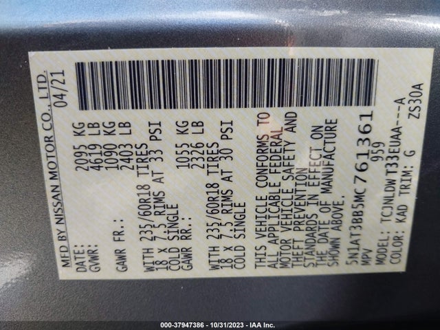 Nissan Rogue Sv Intelligent Awd 2021 5N1AT3BB5MC761361 Image 9