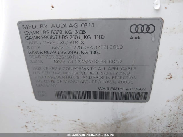 WA1LFAFP9EA107663 Audi Q5 2.0t Premium