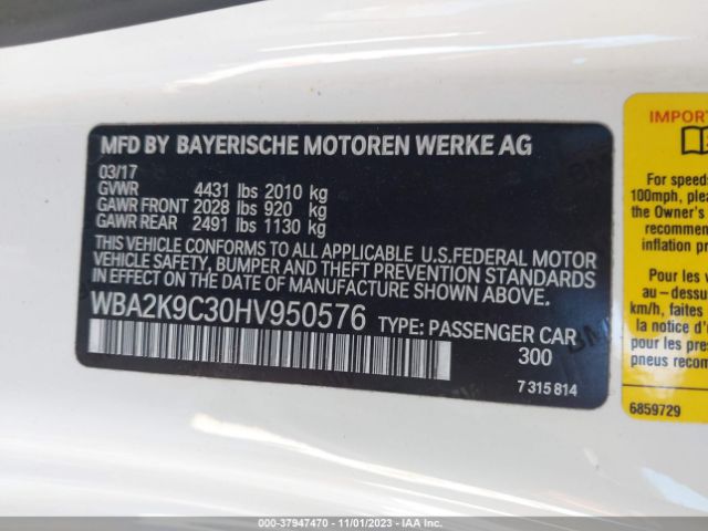 WBA2K9C30HV950576 BMW 230I