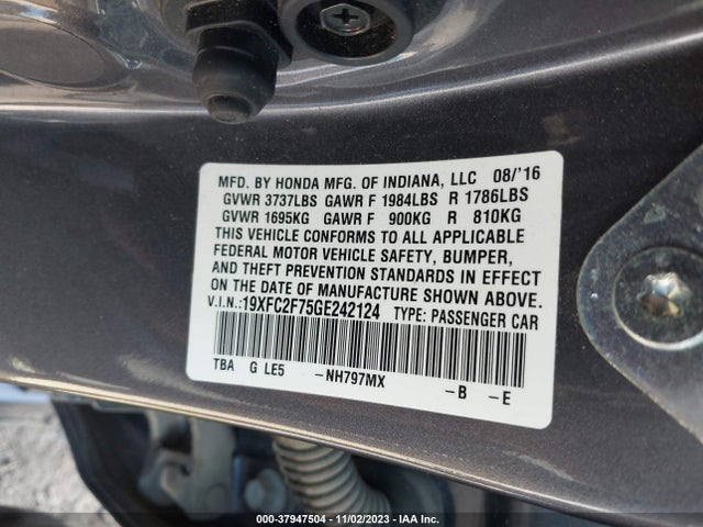 Honda CIVIC EX 2016 19XFC2F75GE242124 Image 9