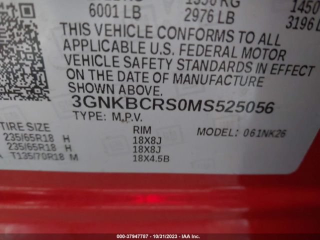3GNKBCRS0MS525056 Chevrolet Blazer Fwd 2lt