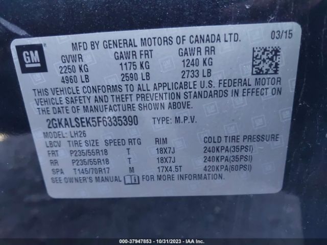 2GKALSEK5F6335390 GMC Terrain Slt
