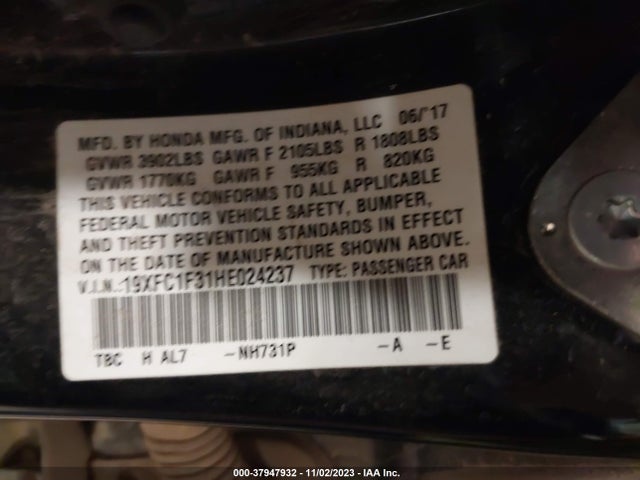 Honda Civic Ex-t 2017 19XFC1F31HE024237 Image 9
