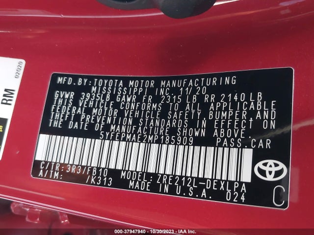 Toyota COROLLA LE 2021 5YFEPMAE2MP185909 Image 9