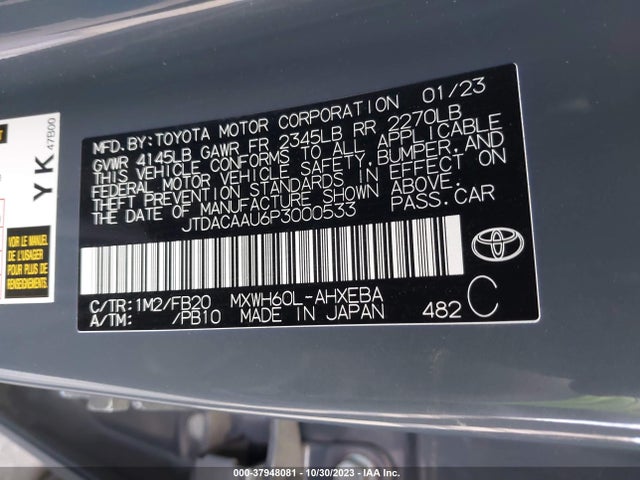 Toyota Prius Le 2023 JTDACAAU6P3000533 Image 9