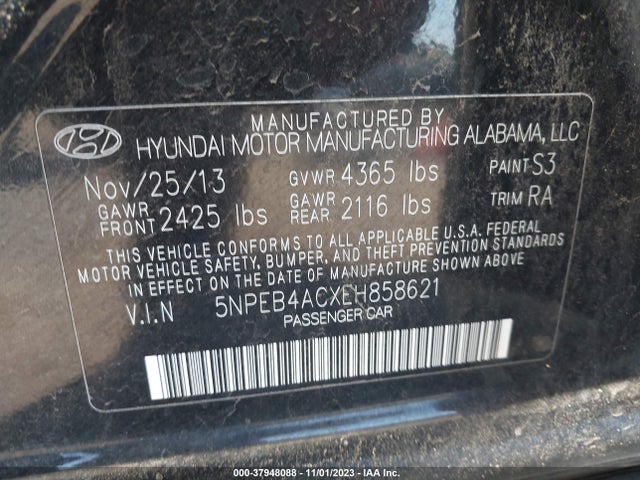 Hyundai SONATA GLS 2014 5NPEB4ACXEH858621 Image 9