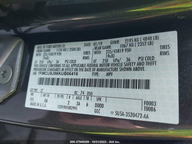 Ford Escape Titanium 2019 1FMCU9J98KUB06416 Image 9