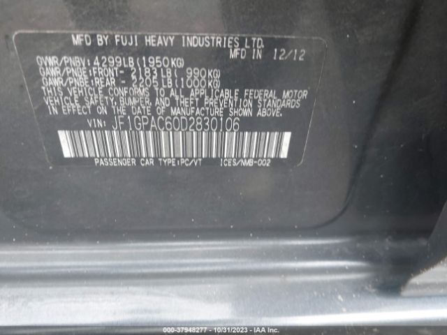 2013 SUBARU IMPREZA WAGON JF1GPAC60D2830106 Photo 8