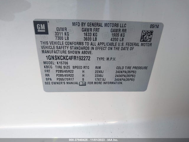 Chevrolet Tahoe Ltz 2015 1GNSKCKC4FR192272 Image 9