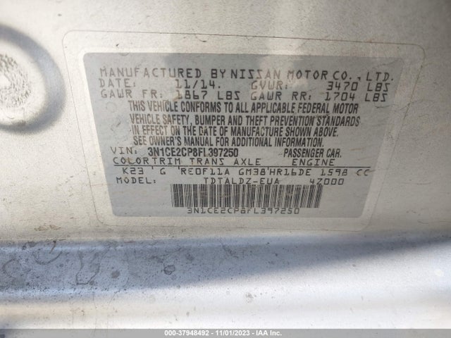Nissan Versa Note Sv 2015 3N1CE2CP8FL397250 Image 9