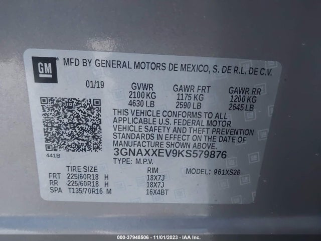 Chevrolet Equinox Premier 2019 3GNAXXEV9KS579876 Image 9