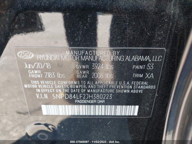 2018 HYUNDAI ELANTRA VALUE EDITION VIN: 5NPD84LF2JH380223