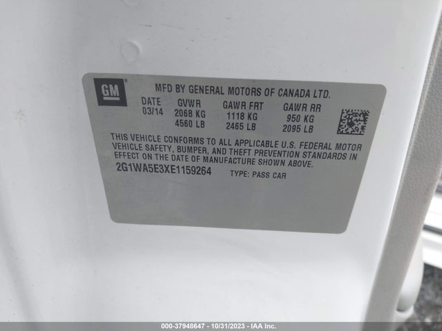 Chevrolet Impala Limited Ls 2014 2G1WA5E3XE1159264 Image 9