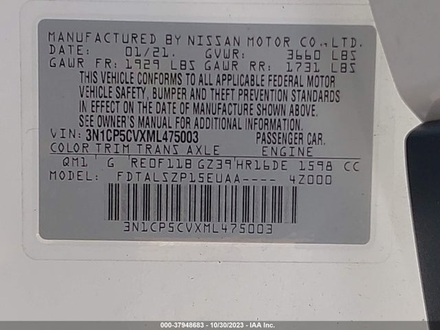 Nissan Kicks Sv Xtronic Cvt 2021 3N1CP5CVXML475003 Image 9