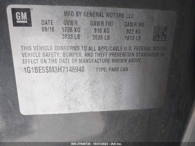 Chevrolet Cruze Lt Auto 2017 1G1BE5SM3H7148940 Image 9
