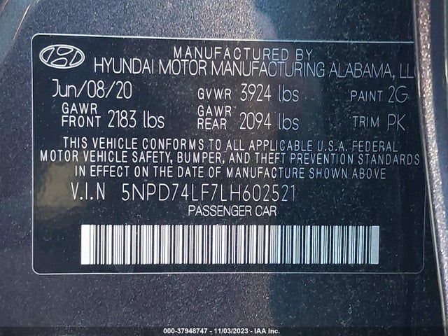 Hyundai ELANTRA SE 2020 5NPD74LF7LH602521 Image 9