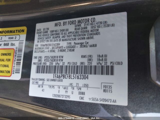 1FA6P8CF8L5163304 Ford Mustang Gt Premium