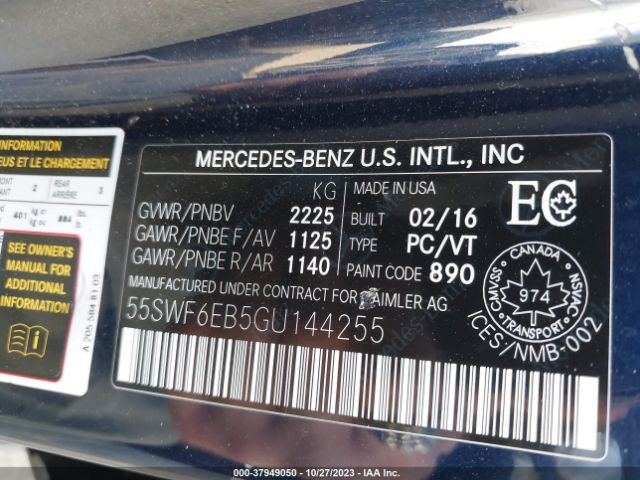 55SWF6EB5GU144255 Mercedes-Benz C-class C 450 Amg