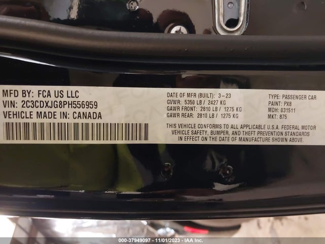 2023 DODGE CHARGER SXT AWD VIN: 2C3CDXJG8PH556959
