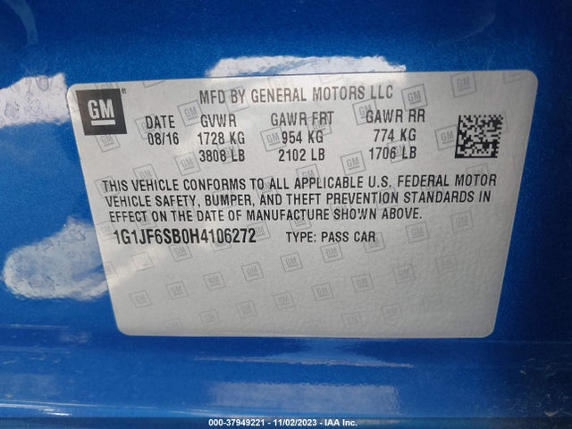 Chevrolet Sonic Premier 2017 1G1JF6SB0H4106272 Image 9